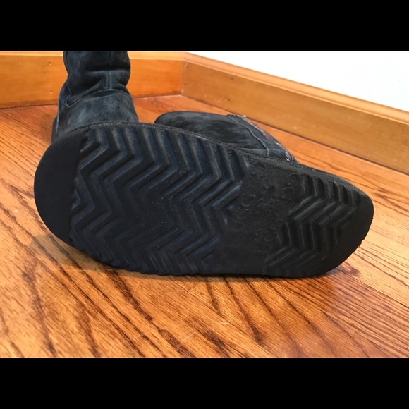 Ugg Hayden Rainbow Zipper Youth Black Tall Boots - Picture 6 of 8